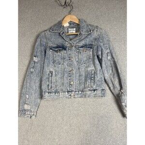 NWT Rue 21 Womens Distressed Denim Jean Jacket Light Wash Medium